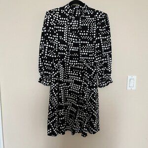 KARL LAGERFELD PARIS Women's Dot-Print Mock-Neck 3/4-Sleeve Dress Size 4 New